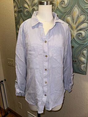 MOD ON TREND Light Blue Gauze Button-Up Shirt